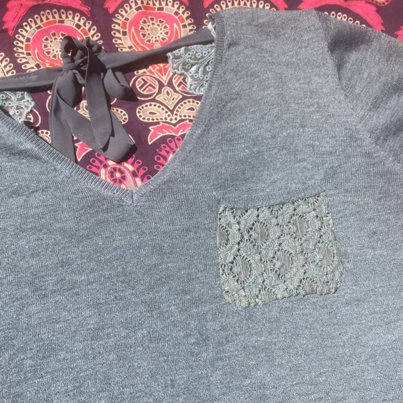 So Sweet Wool Lace Long Sleeve V-Neck Bow Tie Open Back Pocket Sweater - Picture 9 of 10